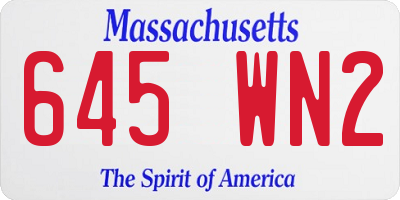 MA license plate 645WN2