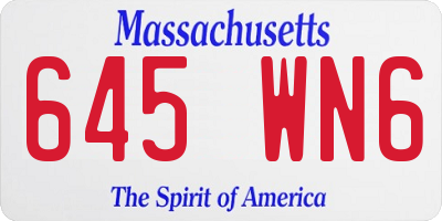 MA license plate 645WN6