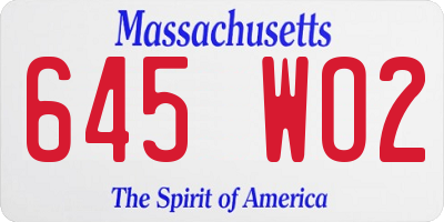 MA license plate 645WO2