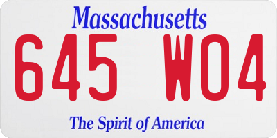 MA license plate 645WO4