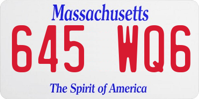 MA license plate 645WQ6
