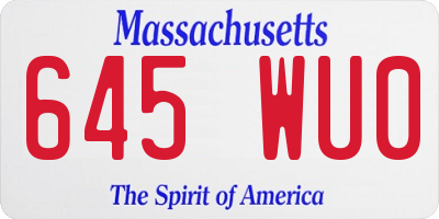 MA license plate 645WU0