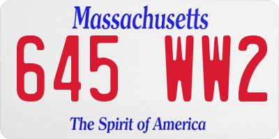 MA license plate 645WW2