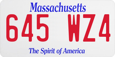 MA license plate 645WZ4
