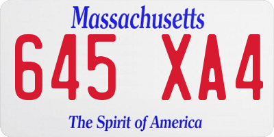 MA license plate 645XA4