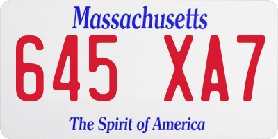 MA license plate 645XA7