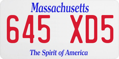 MA license plate 645XD5