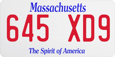 MA license plate 645XD9