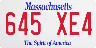 MA license plate 645XE4