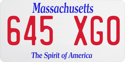 MA license plate 645XG0
