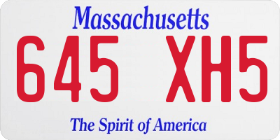 MA license plate 645XH5