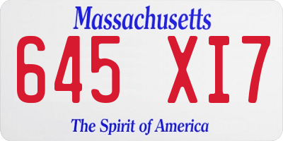 MA license plate 645XI7