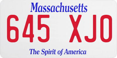 MA license plate 645XJ0