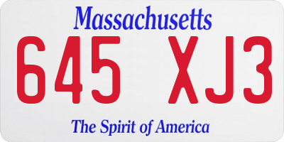 MA license plate 645XJ3