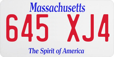 MA license plate 645XJ4