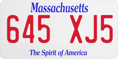 MA license plate 645XJ5