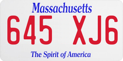 MA license plate 645XJ6