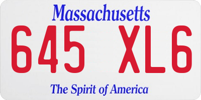 MA license plate 645XL6