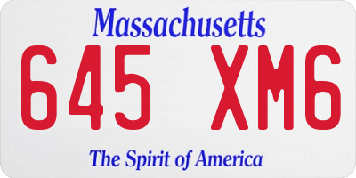 MA license plate 645XM6