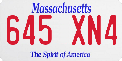 MA license plate 645XN4
