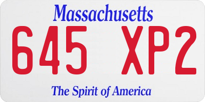 MA license plate 645XP2