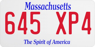 MA license plate 645XP4