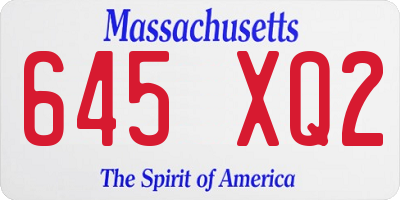 MA license plate 645XQ2