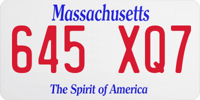MA license plate 645XQ7