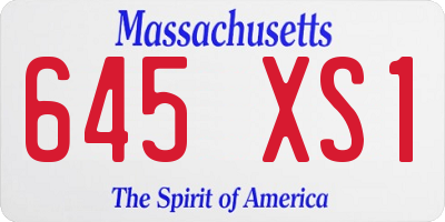 MA license plate 645XS1