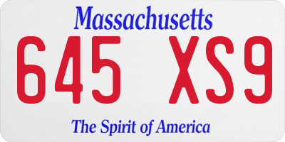 MA license plate 645XS9