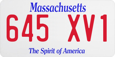 MA license plate 645XV1
