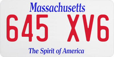 MA license plate 645XV6