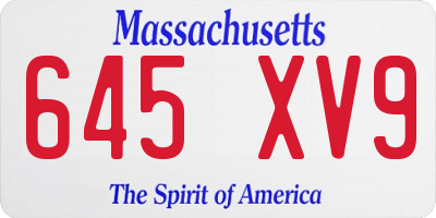 MA license plate 645XV9