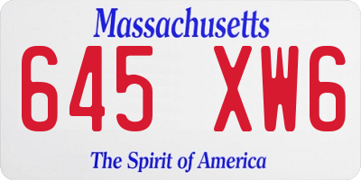 MA license plate 645XW6