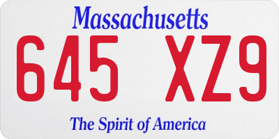 MA license plate 645XZ9