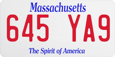 MA license plate 645YA9