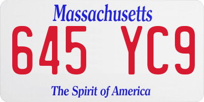 MA license plate 645YC9