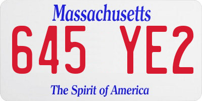 MA license plate 645YE2
