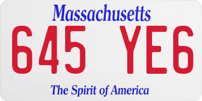 MA license plate 645YE6