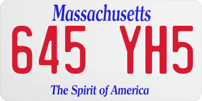 MA license plate 645YH5