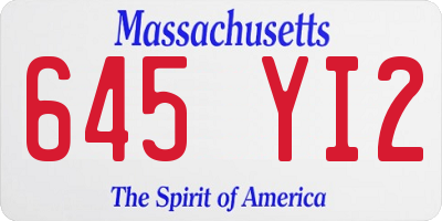 MA license plate 645YI2