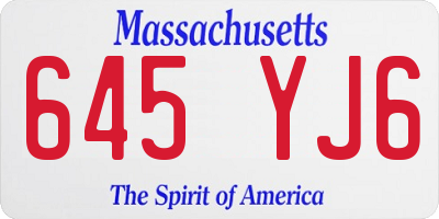 MA license plate 645YJ6