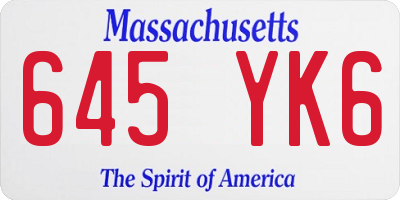 MA license plate 645YK6