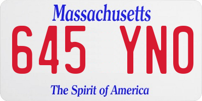MA license plate 645YN0