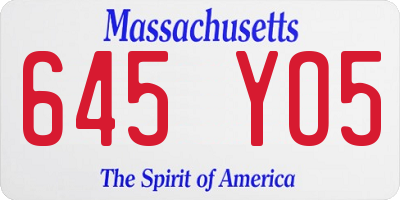 MA license plate 645YO5
