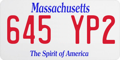 MA license plate 645YP2