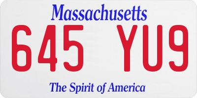 MA license plate 645YU9