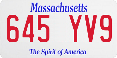 MA license plate 645YV9