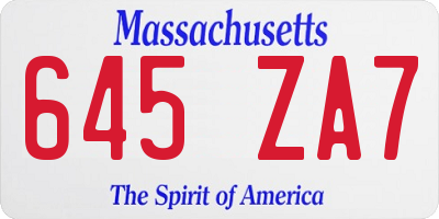 MA license plate 645ZA7