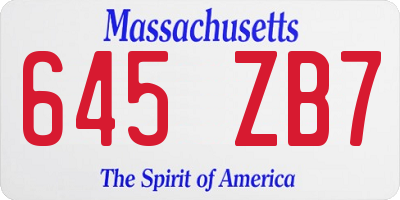 MA license plate 645ZB7